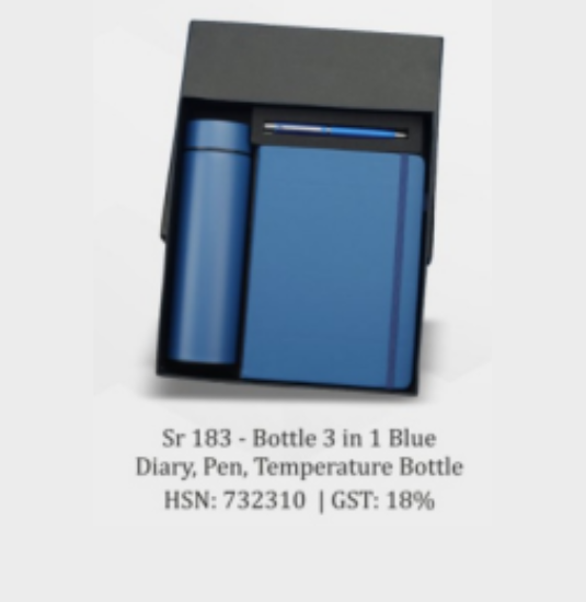 Customized Printing on Metal Pen Diary  temperature bottle Set