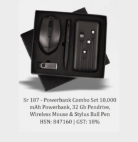 Customized Printing on  powerbank Pendrive Wireless Mouse with Ball pen set