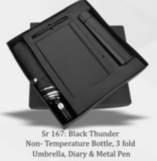 Customized Non - Temperature Bottle with 3-fold Umbrella with diary and metal pen 